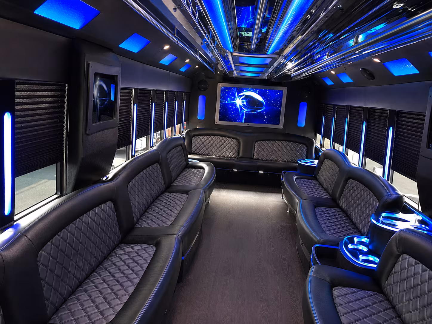 Bachelorette group inside a party bus serving Denton