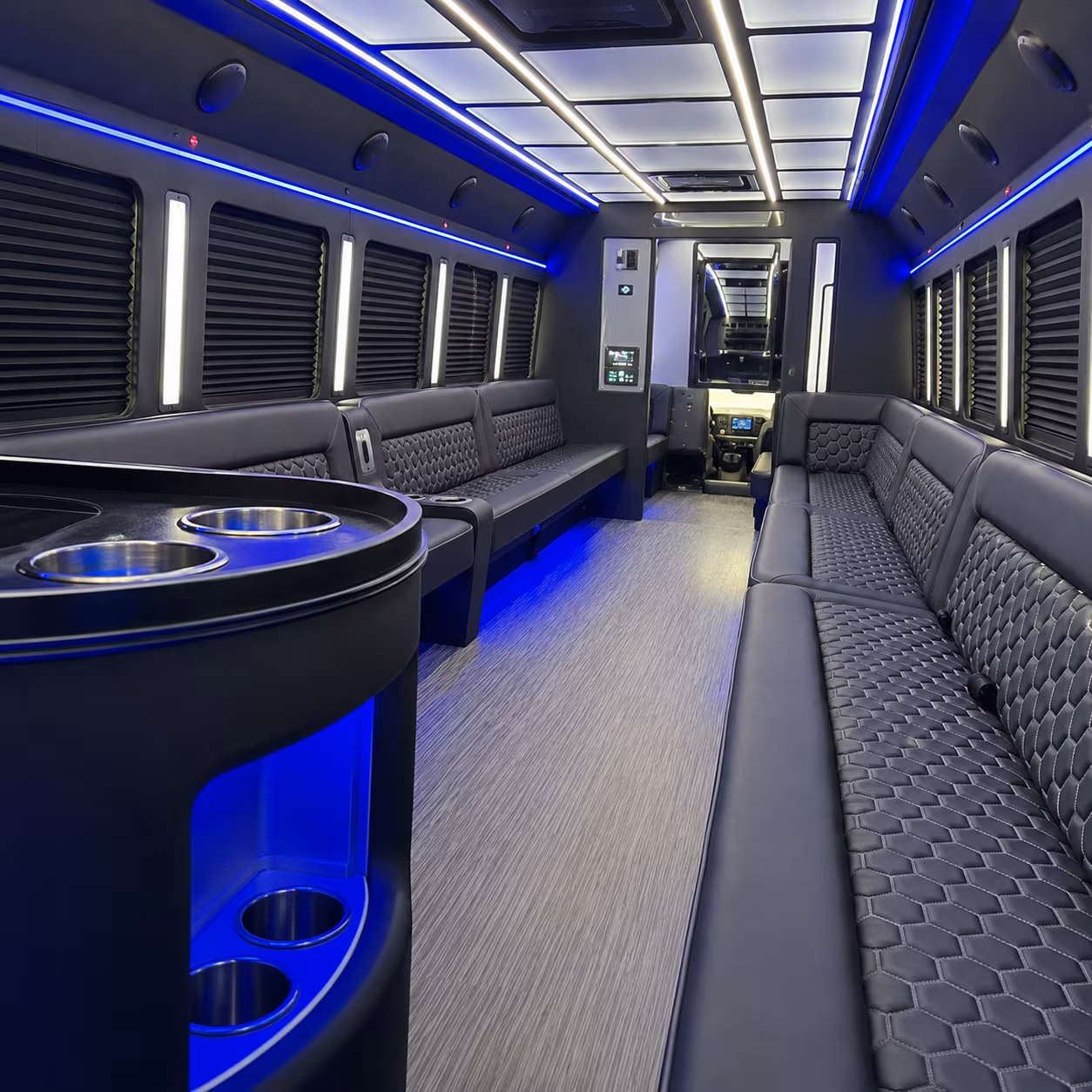 Denton Bachelor & Bachelorette Transportation party bus interior