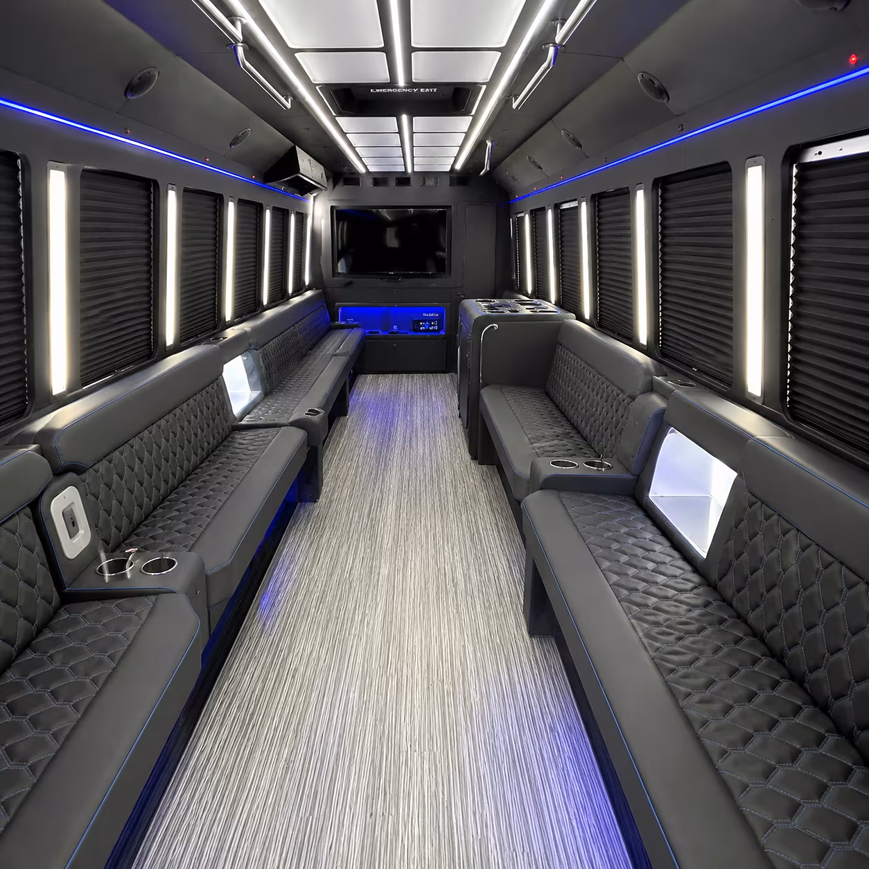 Denton Private Event Transportation party bus interior