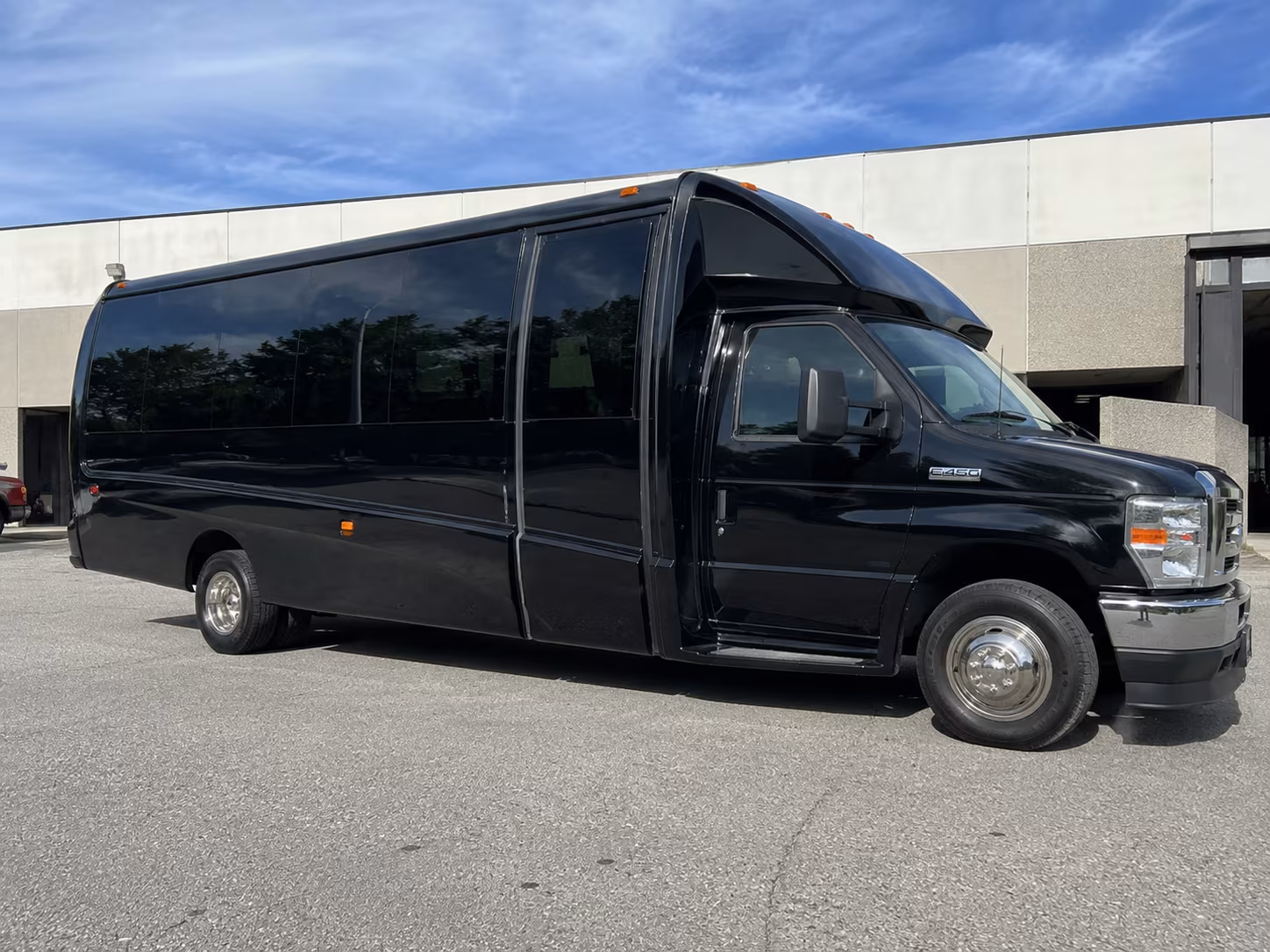 Denton School Event Transportation party bus exterior