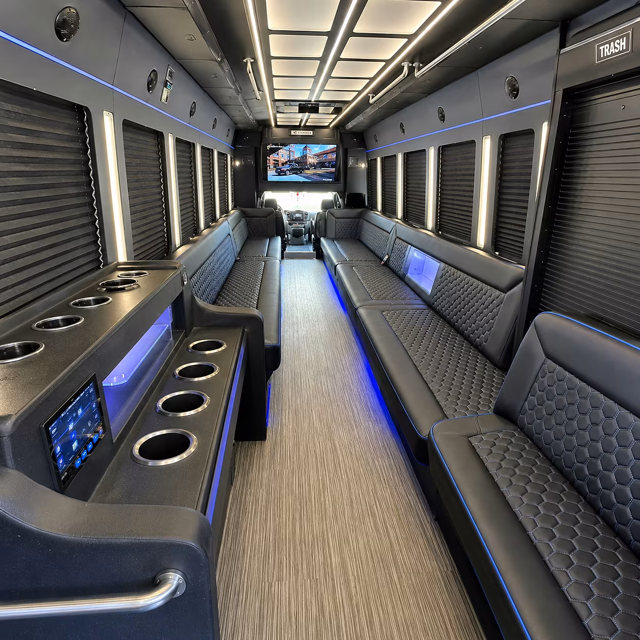 Denton Wedding Transportation party bus interior