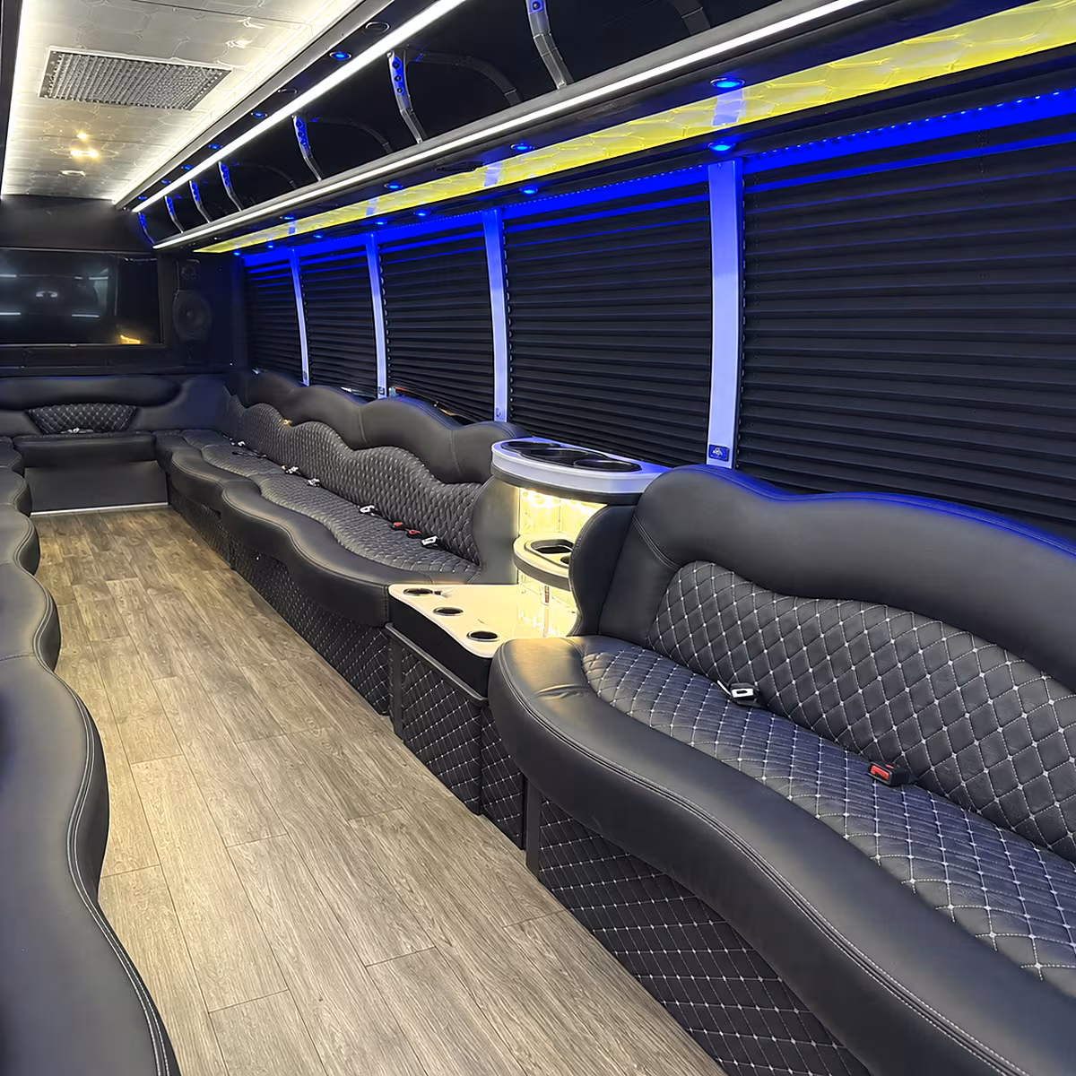 Denton Wedding Transportation party bus interior