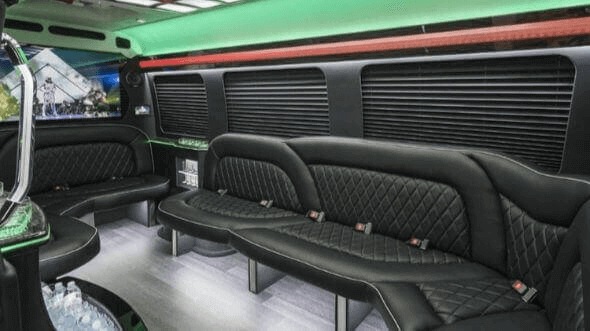 Interior of Denton Party Bus Company's 14 Passenger Sprinter Limousine in Denton