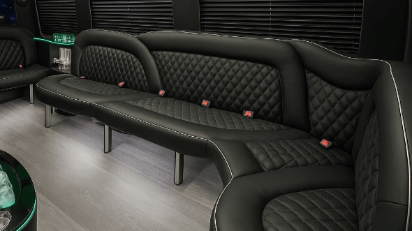 Interior of Charter Bus Company Frisco's 18 Passenger Party Bus in Frisco