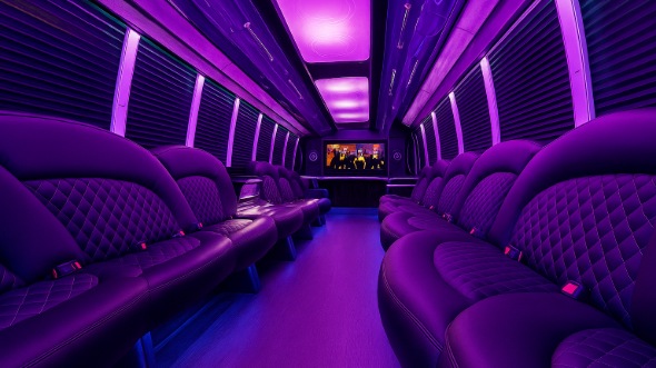Interior of Denton Party Bus Company's 20 Passenger Party Bus in Denton