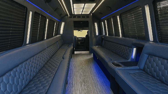 Interior of Charter Bus Company Grapevine's 20 Passenger Party Bus in Grapevine