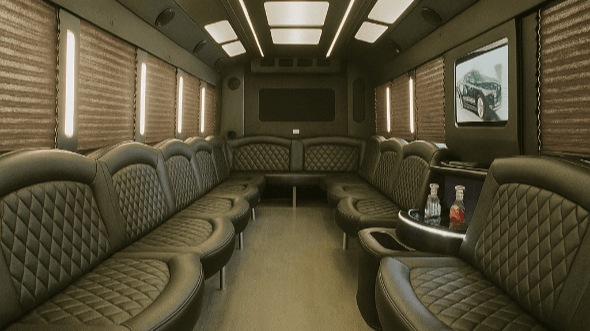 Interior of Charter Bus Company McKinney's 20 Passenger Party Bus in McKinney