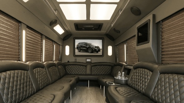 Interior of Charter Bus Company Euless's 25 Passenger Party Bus in Euless