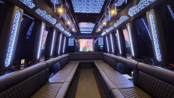 Interior of Charter Bus Company Grapevine's 25 Passenger Party Bus in Grapevine