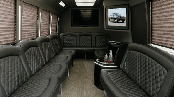 Interior of Charter Bus Company Allen's 30 Passenger Party Bus in Allen