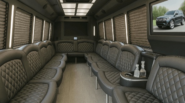 Interior of Charter Bus Company Plano's 30 Passenger Party Bus in Plano