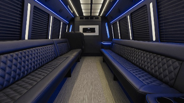 Interior of Charter Bus Company Grapevine's 40 Passenger Party Bus in Grapevine