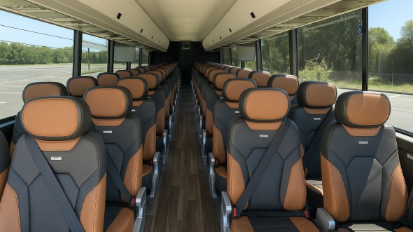 Interior of Charter Bus Company Denton's 45 Passenger Charter Bus in Denton