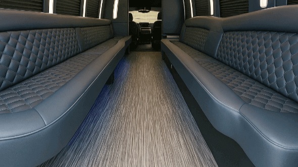 Interior of Charter Bus Company Frisco's 50 Passenger Party Bus in Frisco