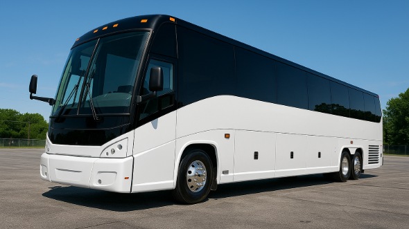 Exterior of Charter Bus Company Denton's 55 Passenger Charter Bus in Denton