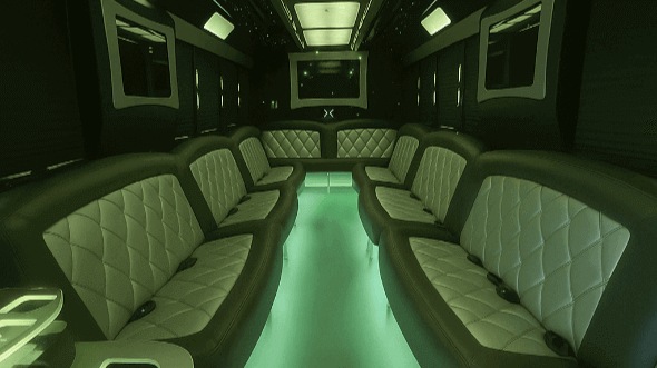 denton 30 passenger party bus inside